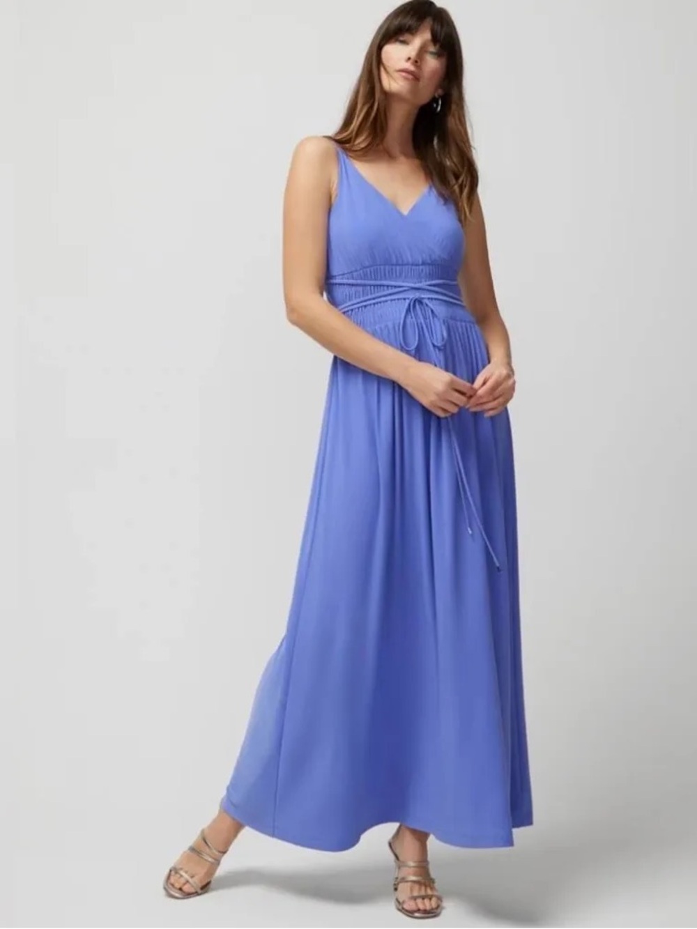 WHBM Periwinkle Maxi Dress Small NWOT Sleeveless Tie Waist Wedding Guest Resort